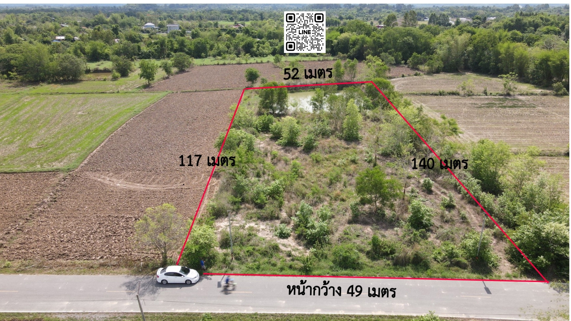 ขายที่ดิน-3-ไร่-321-ตารางวา-ติดถนนลาดยางหลังวัดหลวงพ่อปากแดง-นครนายก-มีโฉนด-ถมแล้ว