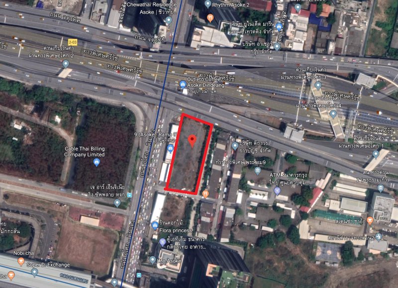 ขายที่ดิน-2-1-62-ไร่-ถนน-อโศก-ดินแดง-ใกล้รถไฟฟ้า-mrt-พระราม-9