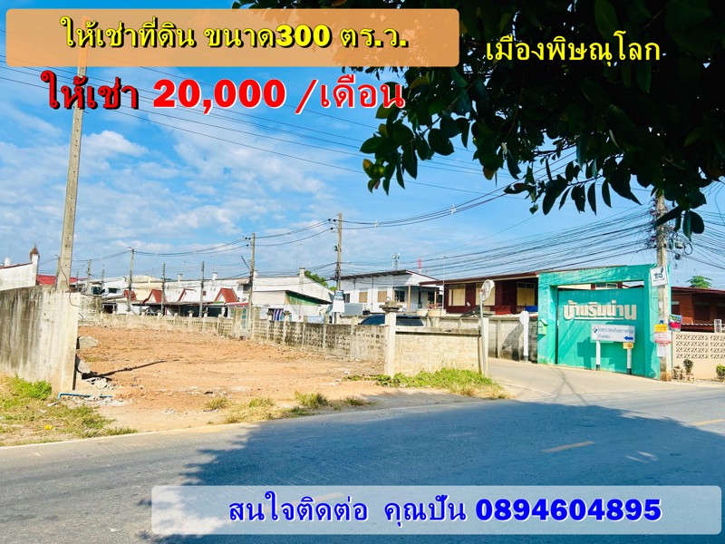 ให้เช่าที่ดิน เนื้อที่ 300 ตร.ว อ.เมือง จ.พิษณุโลก
