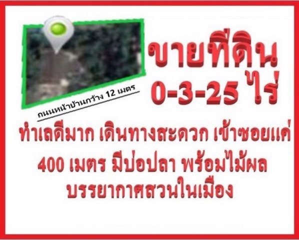 ขายที่ดิน-0-3-25-ไร่-เพชรเกษม-81-มีบ่อปลา-น้ำใส-พร้อมไม้ผล-สงบ-เย็น-เดินทางสะดวก