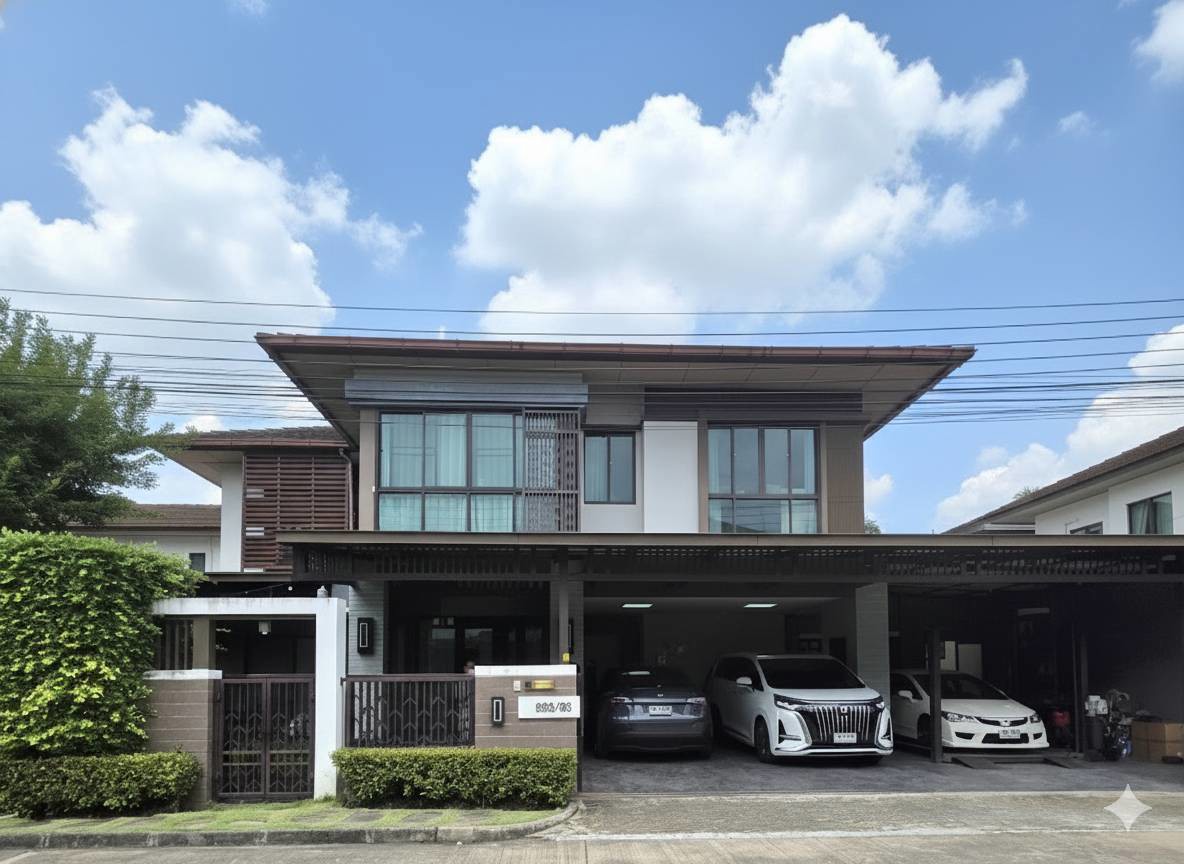 ขายบ้านเศรษฐสิริวัชรพล-ติดถนนสุขาภิบาล5-หน้าสำนักงานเขตสายไหม-แบบสี่ห้องนอน