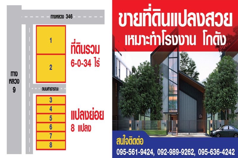 ขายที่ดินผังเมืองสีม่วงติดถนนใหญ่ถมแล้วเหมาะสำหรับโกดังโรงงาน