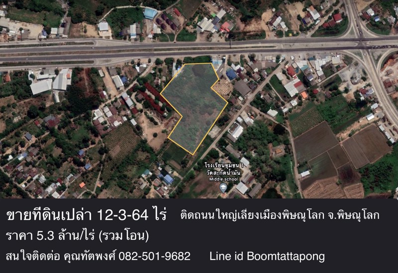 ขายที่ดินเปล่าทำเลดี-12-3-64-ไร่-ติดถนนใหญ่เลี่ยงเมืองพิษณุโลก