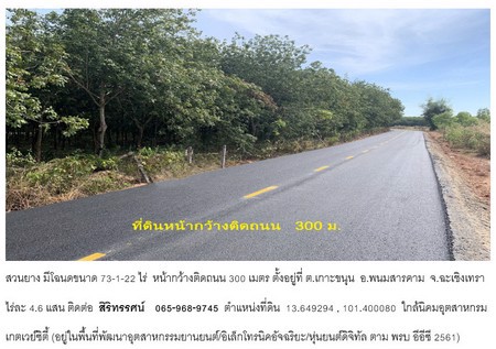 ขายสวนยางพารา-มีโฉนด-ขนาด-73-ไร่-1-งาน-22-ตารางวา-ฉะเชิงเทรา