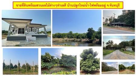 ขายที่ดินพร้อมสวนผลไม้ต่างๆทำเลดี-บ้านปลูกใหม่น้ำ-ไฟพร้อมอยู่-จจันทบุรี