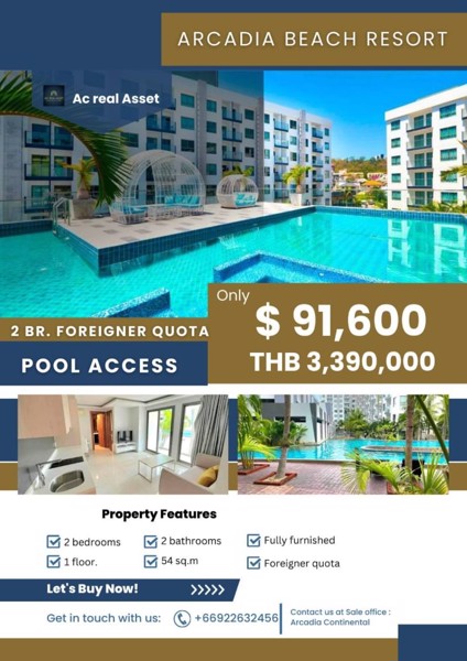 ⚜️-arcadia-beach-resort-⚜️-1-floor-pool-access-fully-furnished-thappaya-pattaya